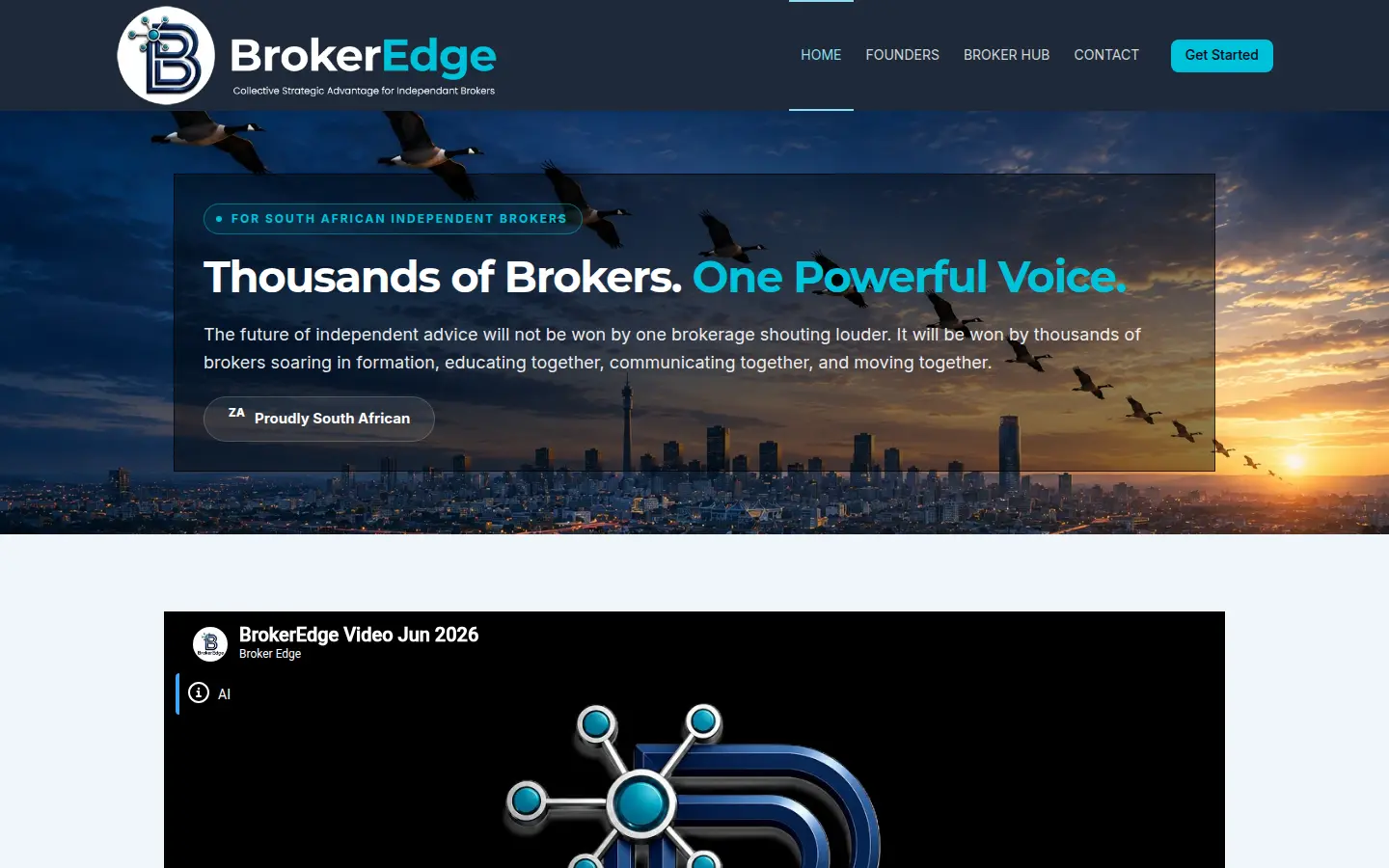 Broker Edge home page, brokeredge.co.za