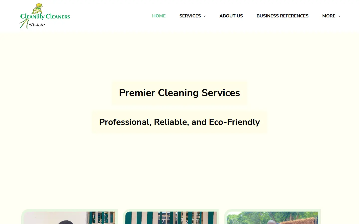 Cleanlily Cleaners home page, cleanlily.co.zw
