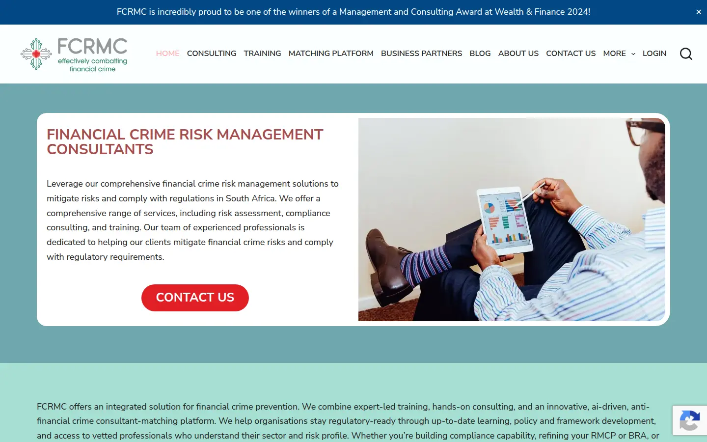 Financial Crime Risk Management Consultants home page, fcrmc.co.za
