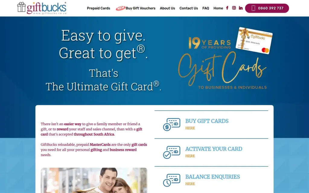 The GiftBucks website, part of the gift-card platform
