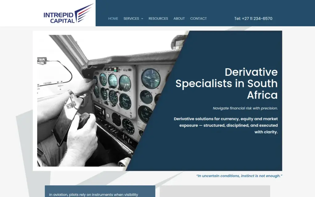 Intrepid Capital home page, intrepidcapital.co.za