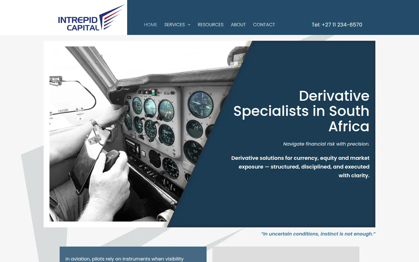 Intrepid Capital home page, intrepidcapital.co.za
