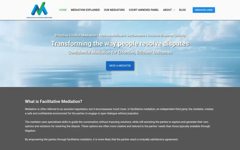 Mediation in Motion Mediators home page, mimmediators.co.za