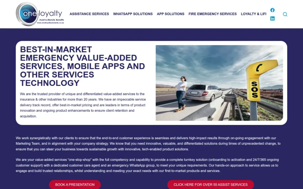One Loyalty home page, oneloyaltyrewards.co.za